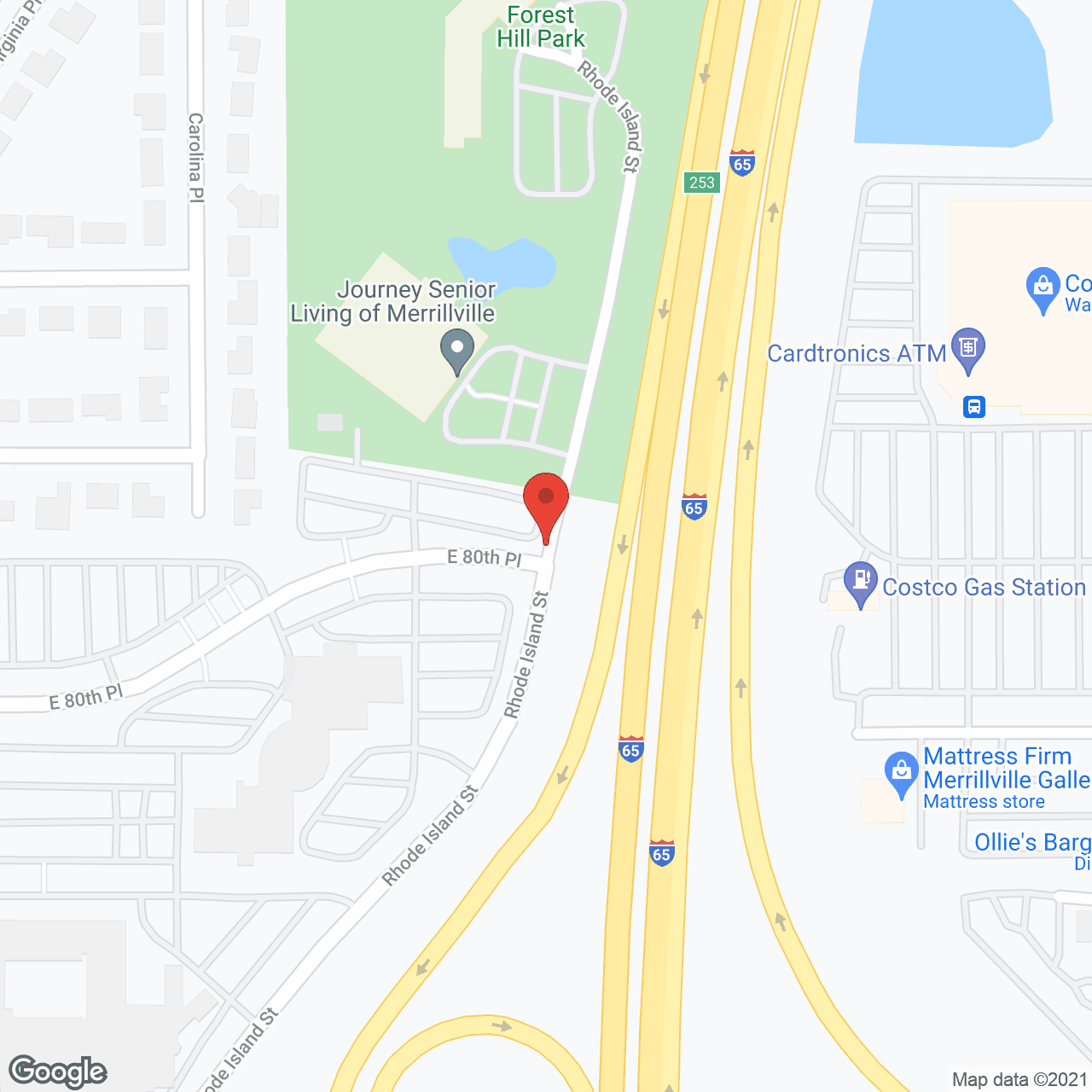 Map of the neighborhood around Aviva Merrillville