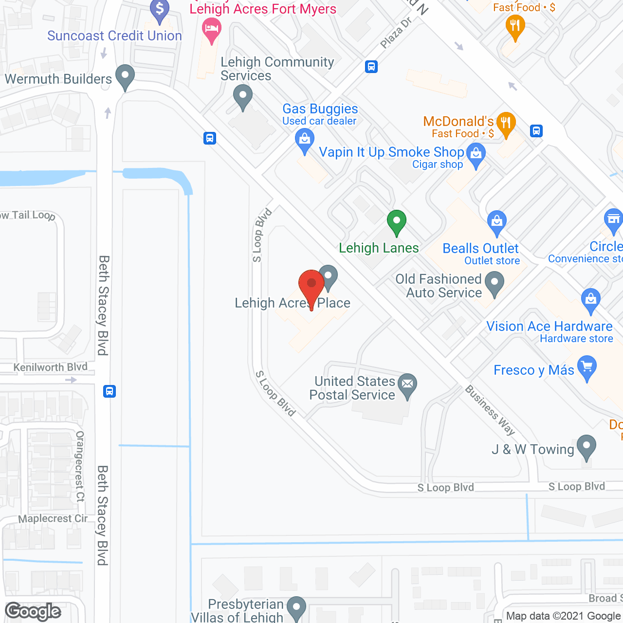 Map of the neighborhood around Lehigh Acres Assisted Living