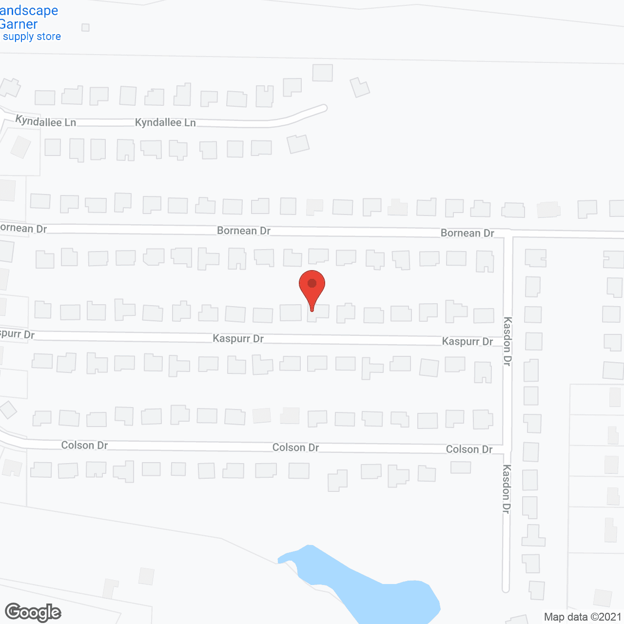 Map of the neighborhood around Avendelle at Garner