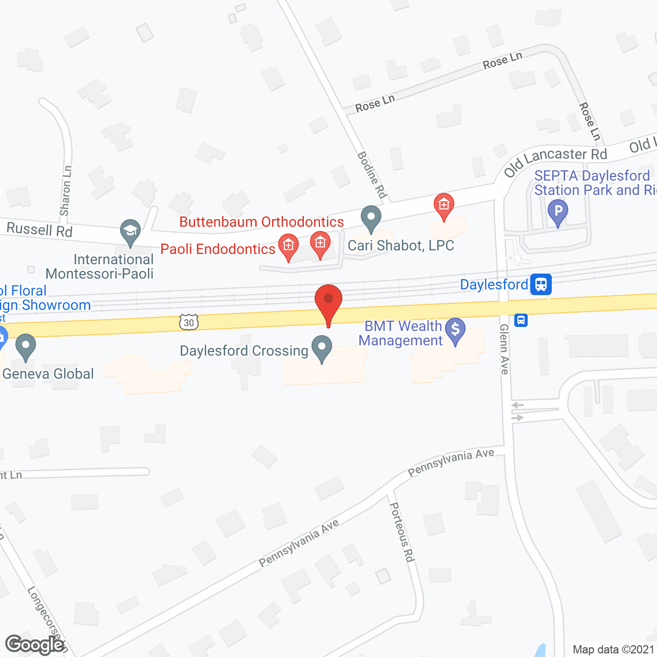 Map of the neighborhood around Daylesford Crossing