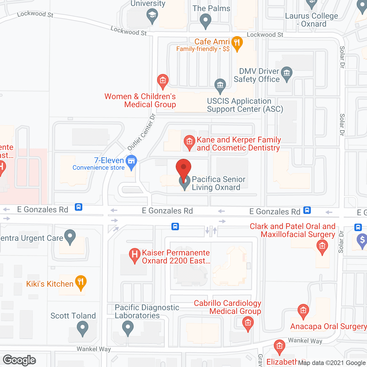 Map of the neighborhood around Pacifica Senior Living Oxnard