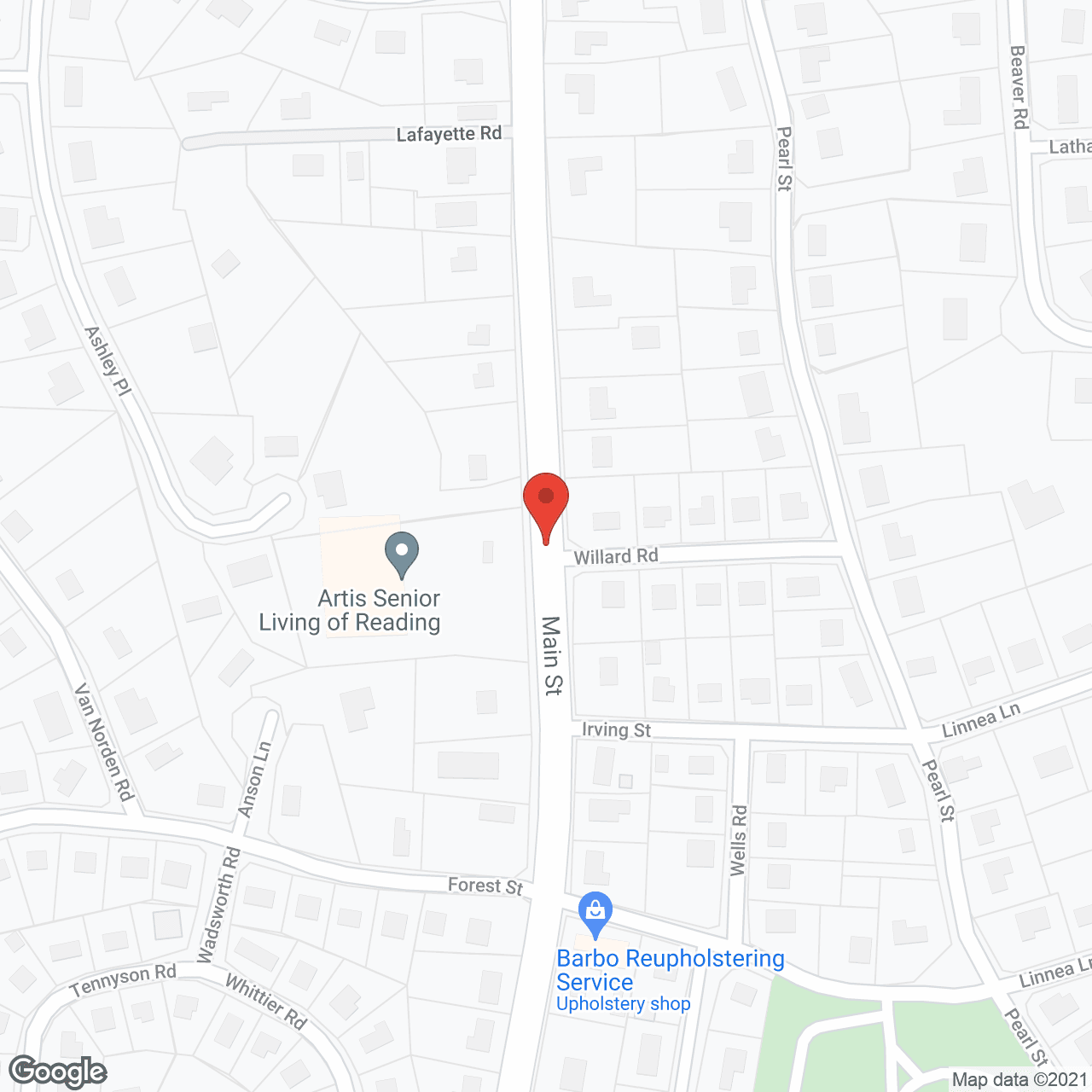 Map of the neighborhood around Artis Senior Living of Reading