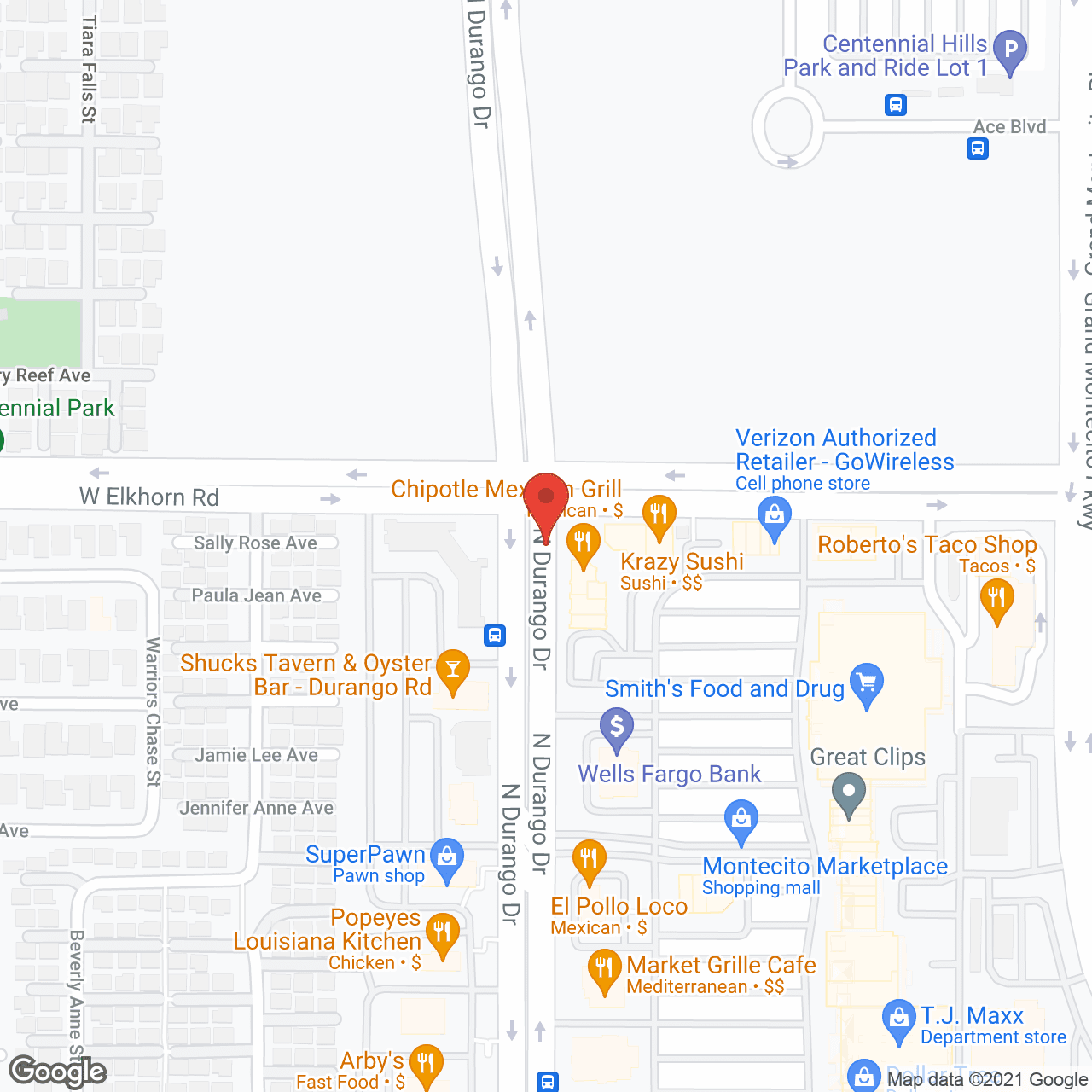 Map of the neighborhood around Legacy House of Centennial Hills