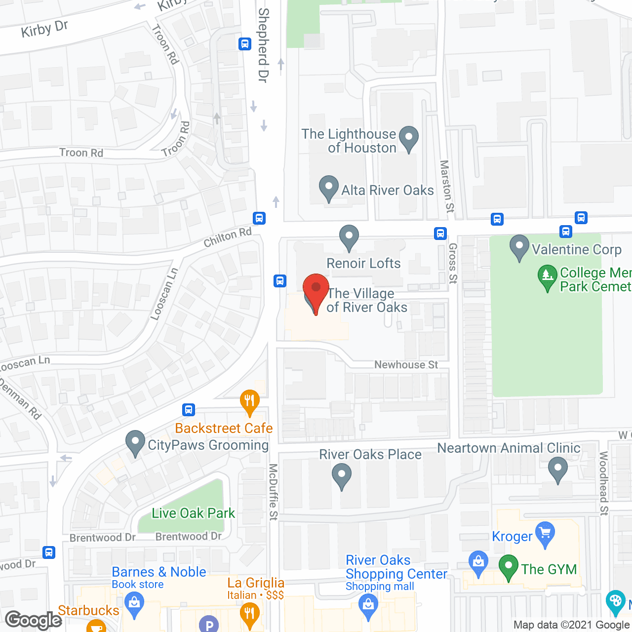 Map of the neighborhood around The Village of River Oaks