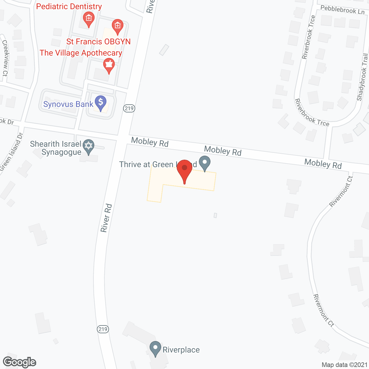 Map of the neighborhood around Thrive at Green Island