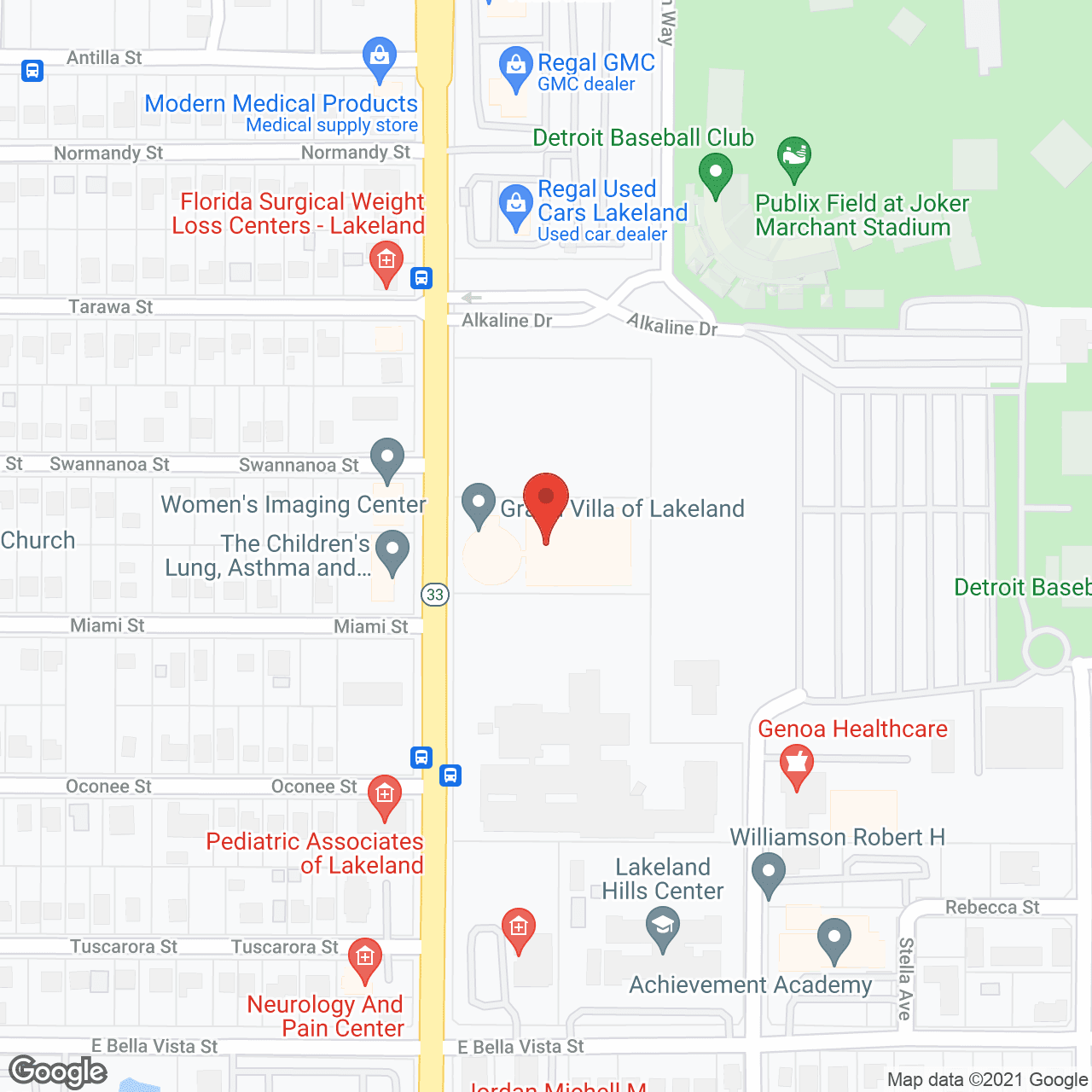 Map of the neighborhood around Grand Villa of Lakeland