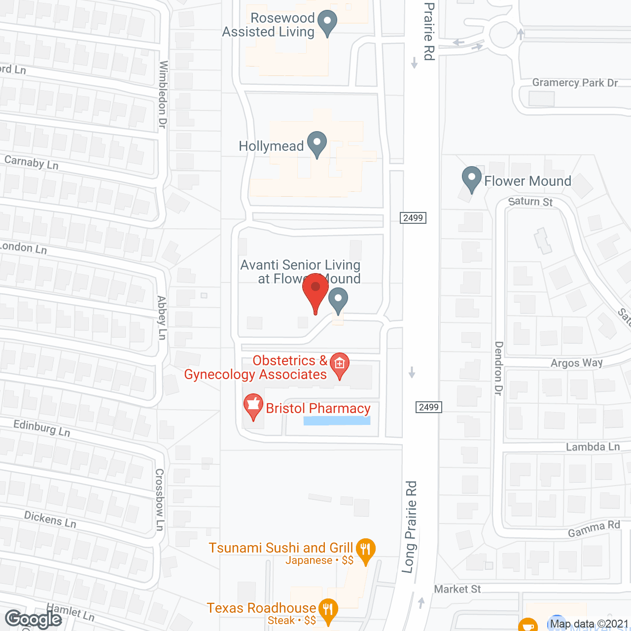 Map of the neighborhood around Avanti Senior Living at Flower Mound