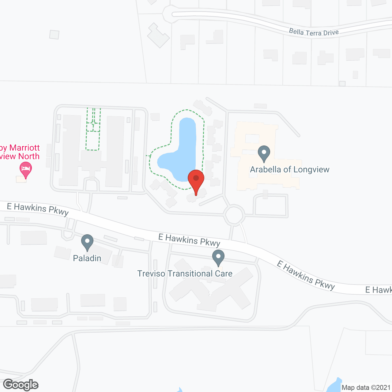 Map of the neighborhood around Arabella of Longview Senior Living