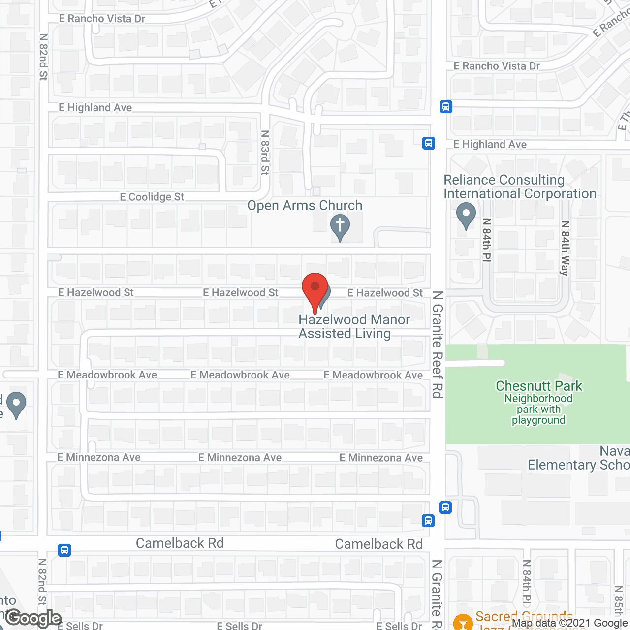 Map of the neighborhood around Hazelwood Manor