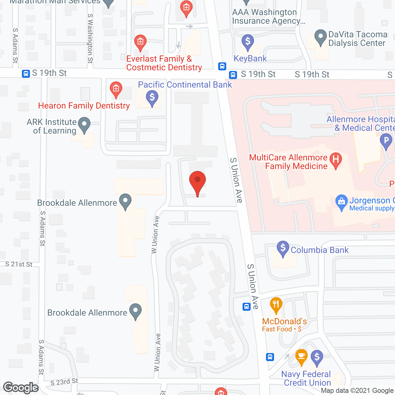 Map of the neighborhood around Brookdale Allenmore IL