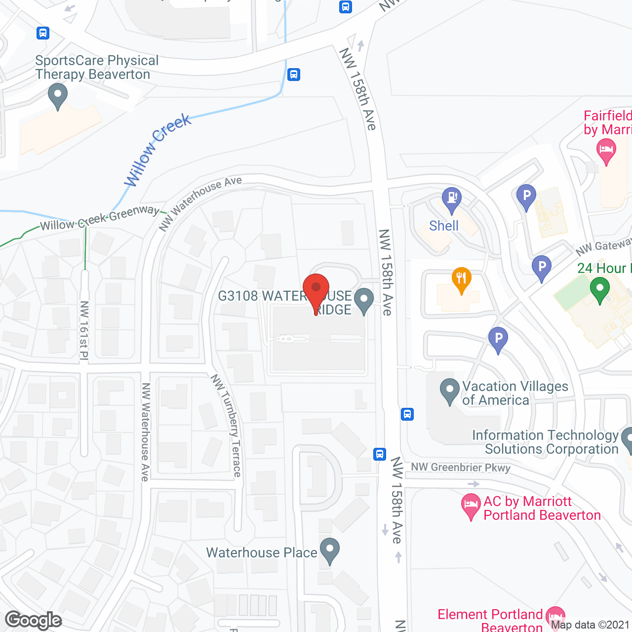 Map of the neighborhood around Waterhouse Ridge Memory Care