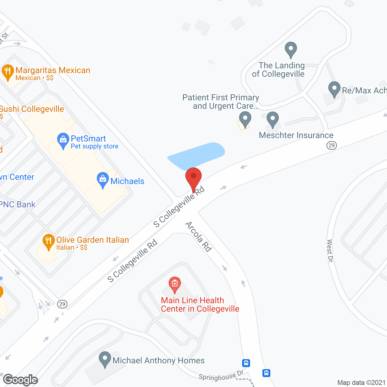 Map of the neighborhood around Morningside House of Collegeville