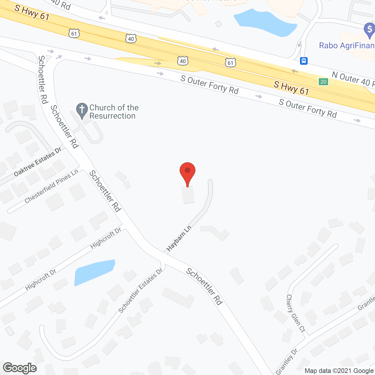 Map of the neighborhood around The Town and Country Senior Living