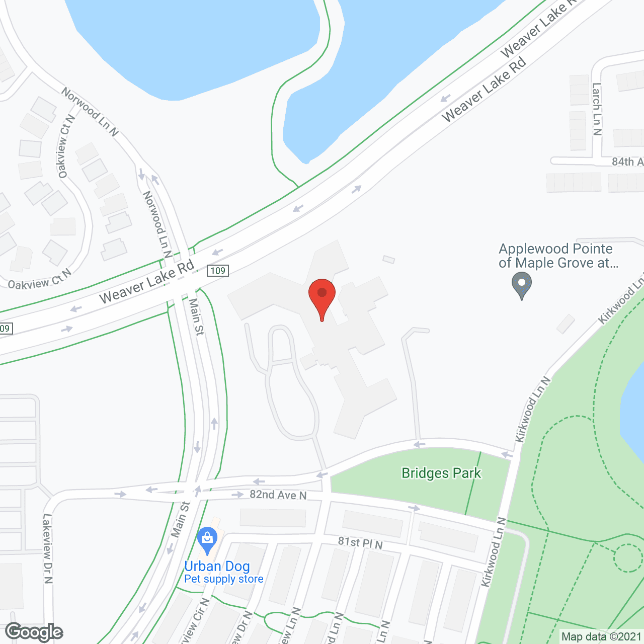 Map of the neighborhood around Silver Creek on Main