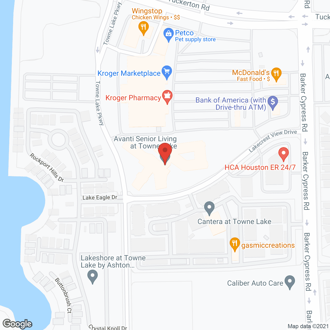 Map of the neighborhood around Avanti Senior Living at Towne Lake