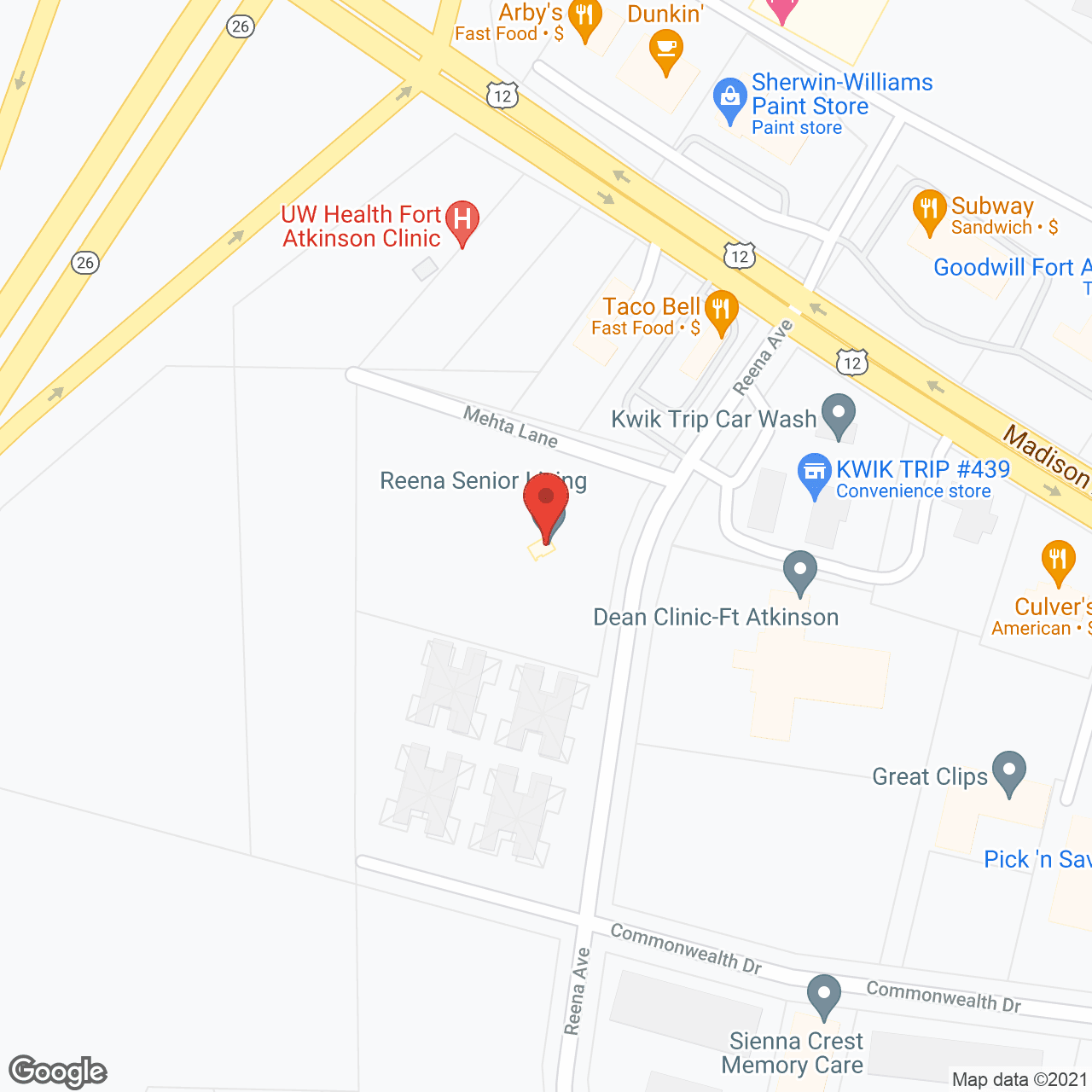 Map of the neighborhood around Reena Senior Living