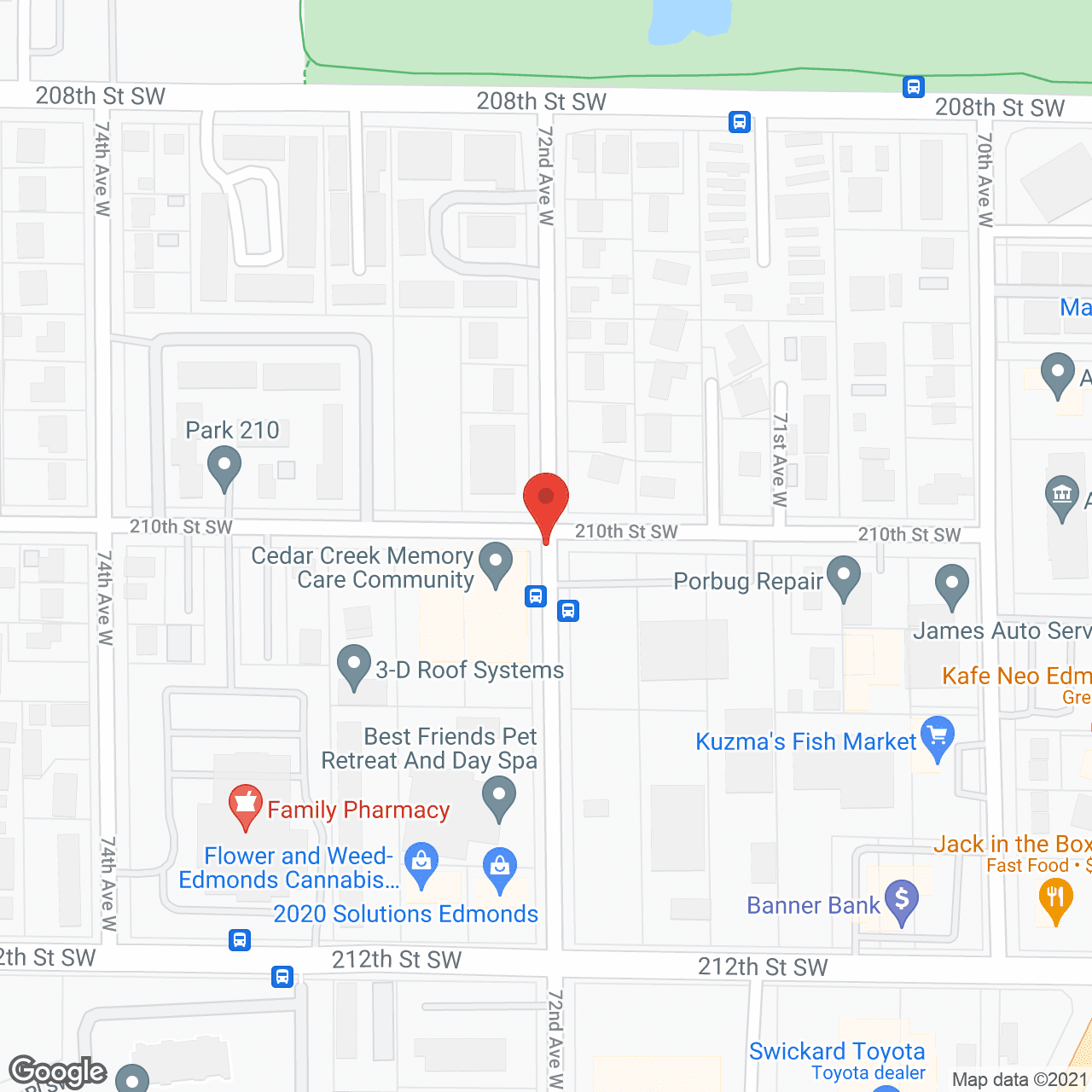 Map of the neighborhood around Cedar Creek Memory Care