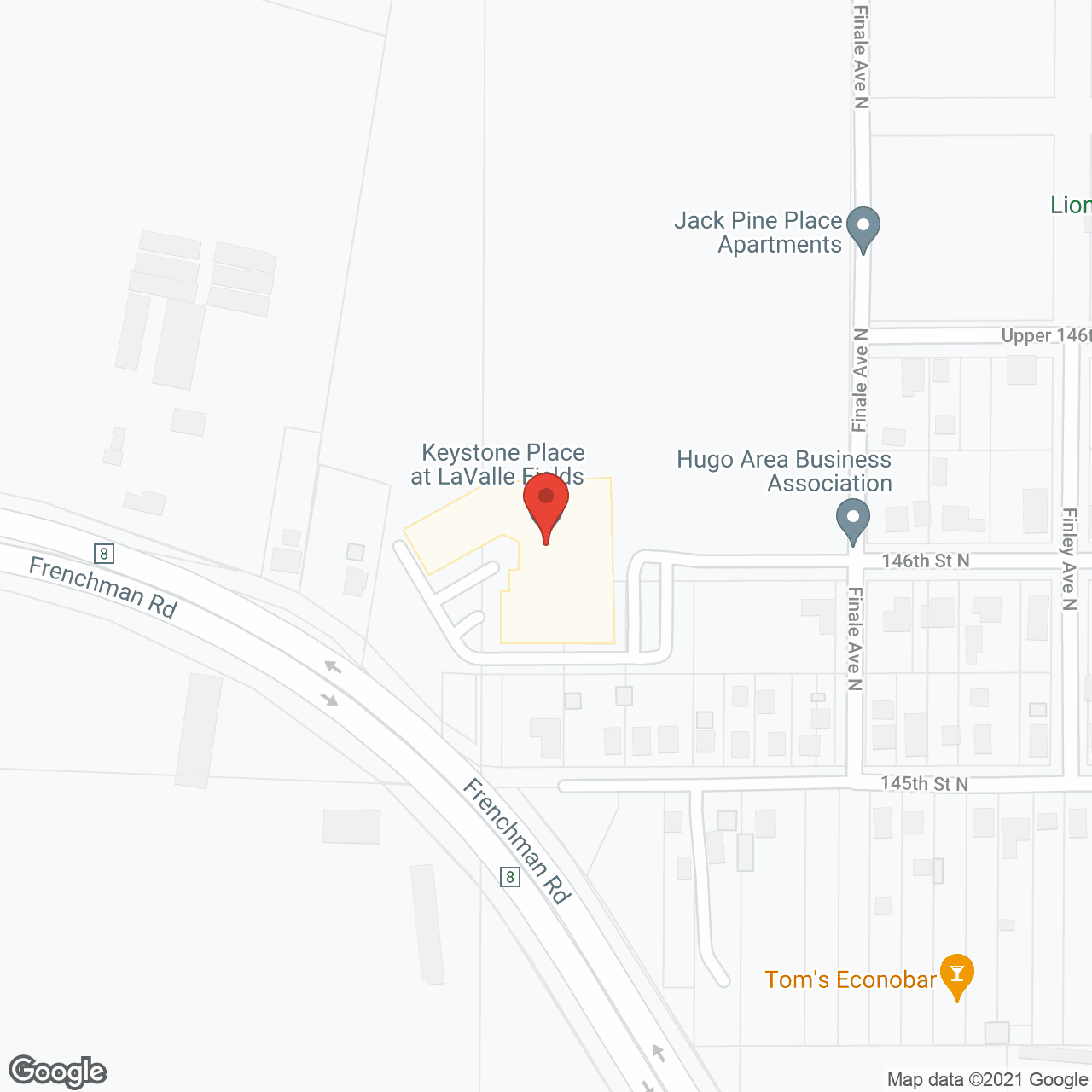 Map of the neighborhood around Keystone Place at LaValle Fields