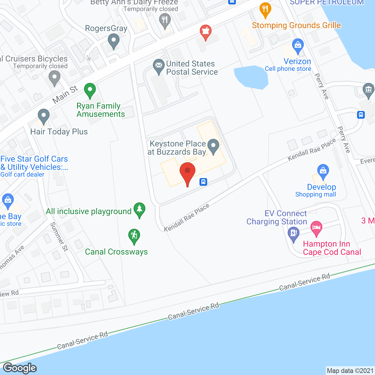 Map of the neighborhood around Keystone Place at Buzzards Bay