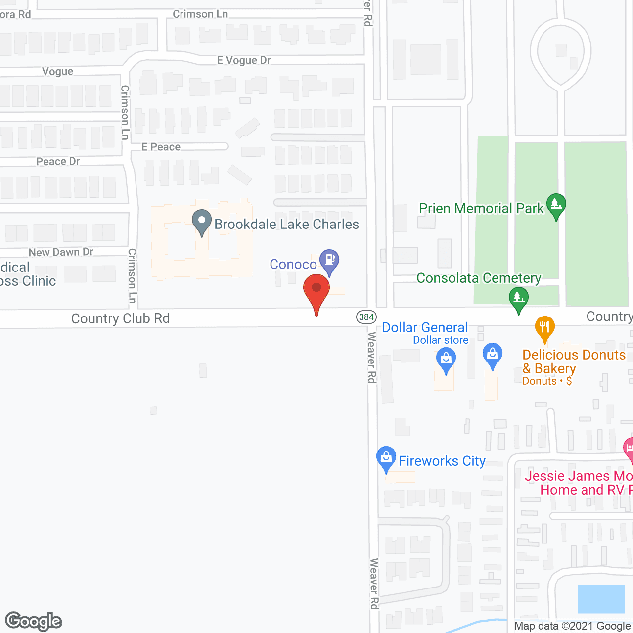 Map of the neighborhood around Brookdale Lake Charles