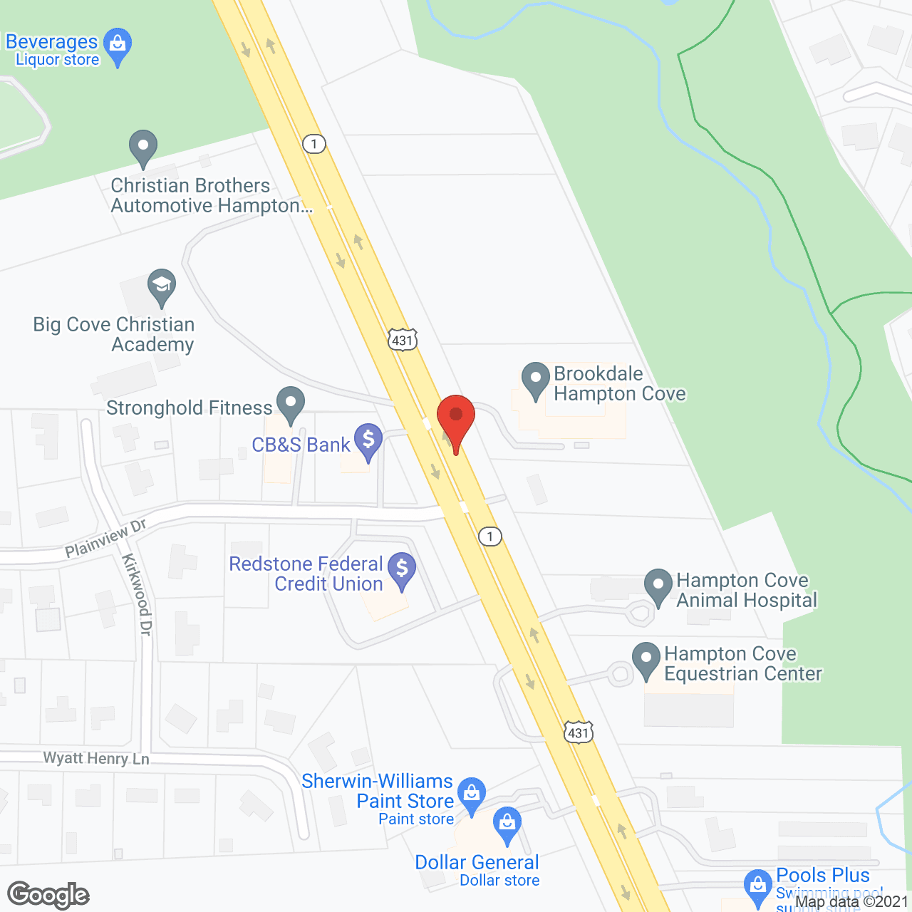 Map of the neighborhood around Brookdale Hampton Cove