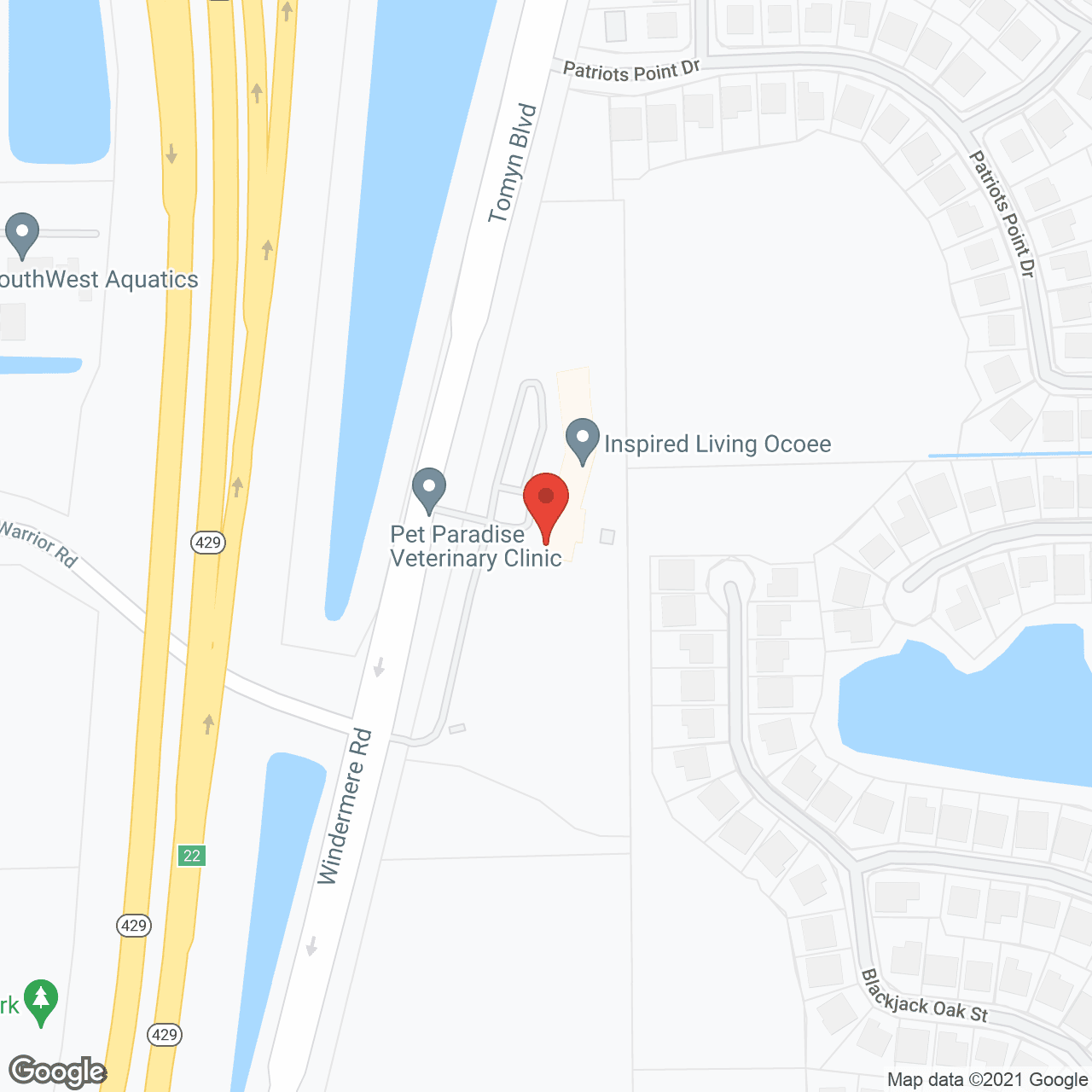 Map of the neighborhood around Inspired Living at Ocoee