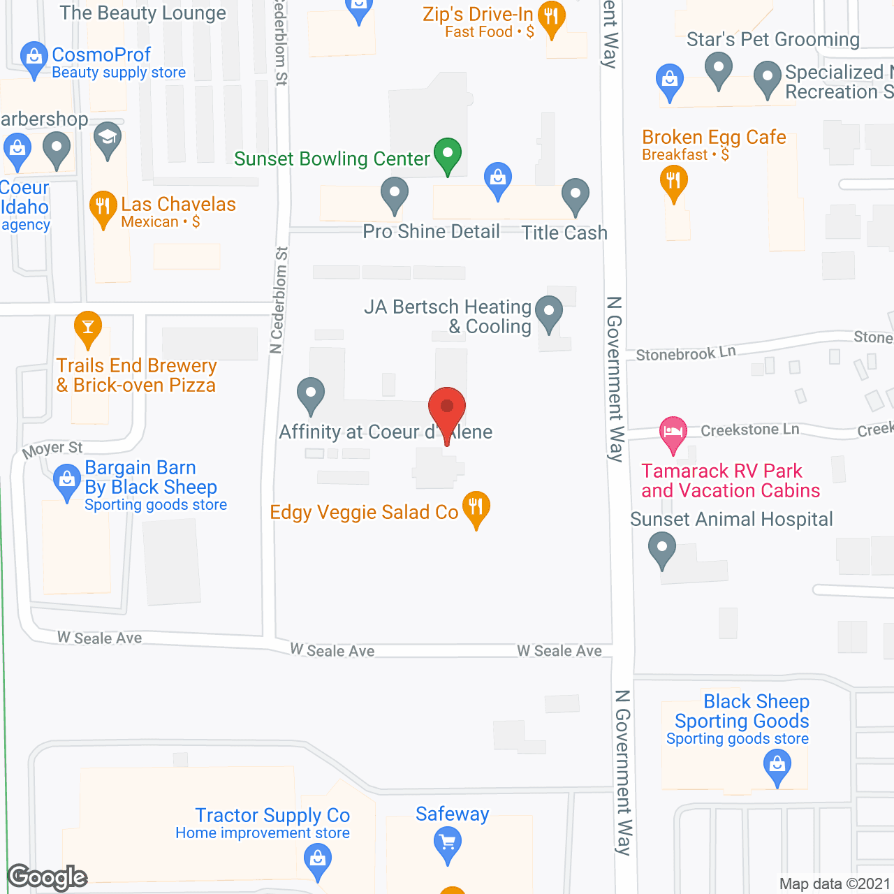 Map of the neighborhood around Affinity at Coeur d'Alene