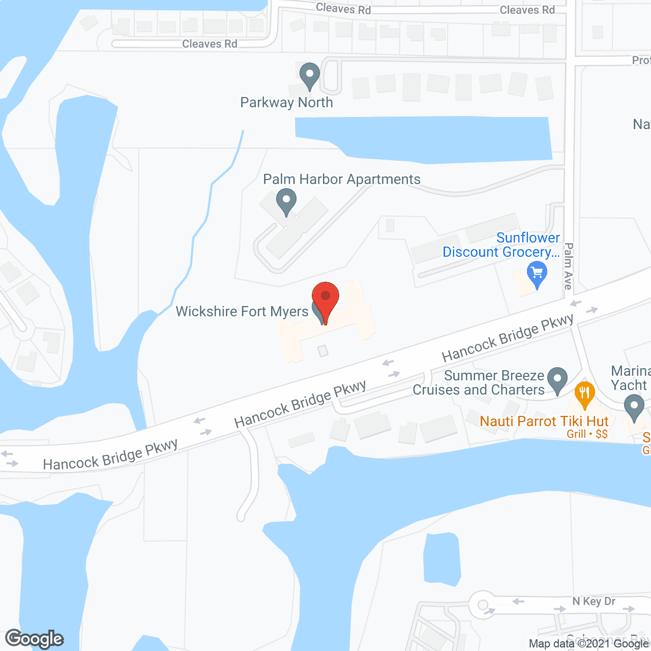 Map of the neighborhood around Bayside Senior Living