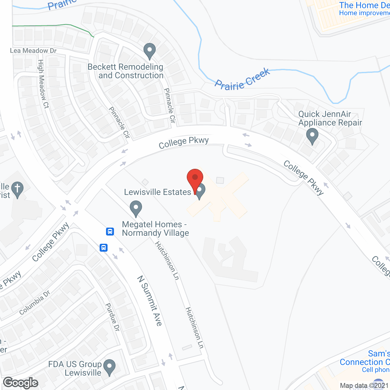 Map of the neighborhood around Lewisville Estates - IL