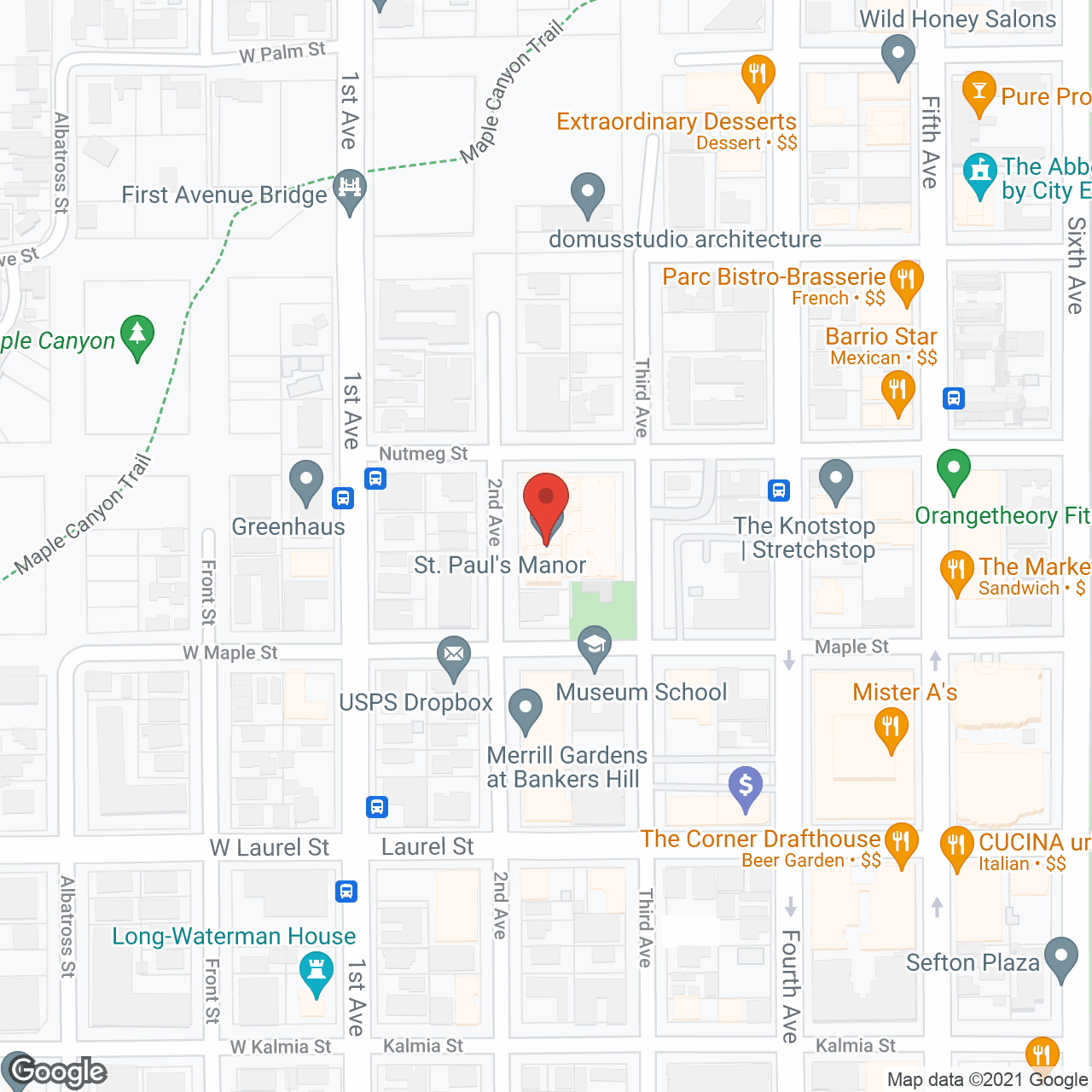 Map of the neighborhood around St Paul's Manor