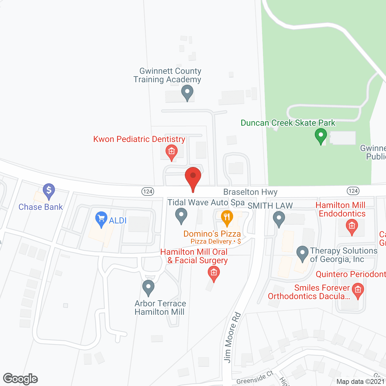 Map of the neighborhood around Arbor Terrace Hamilton Mill