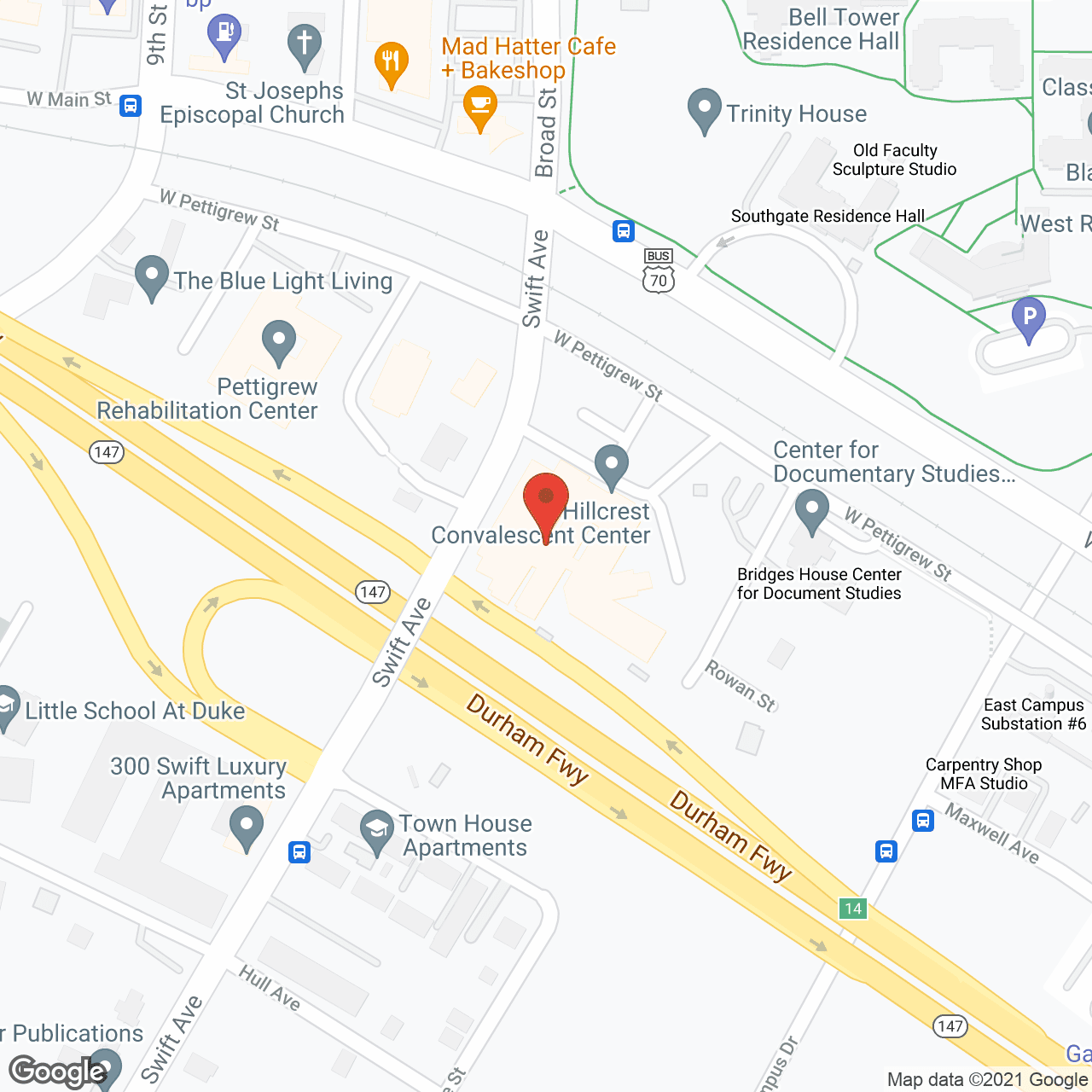 Map of the neighborhood around Pettigrew Rehab