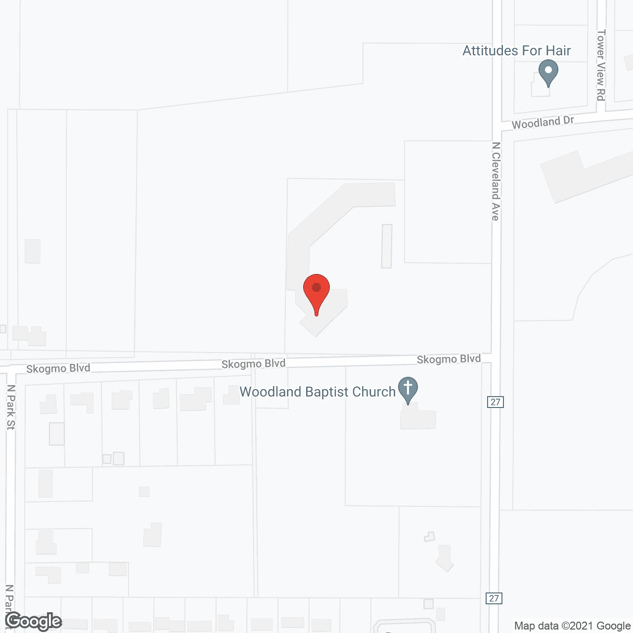 Map of the neighborhood around Park Gardens of Fergus Falls