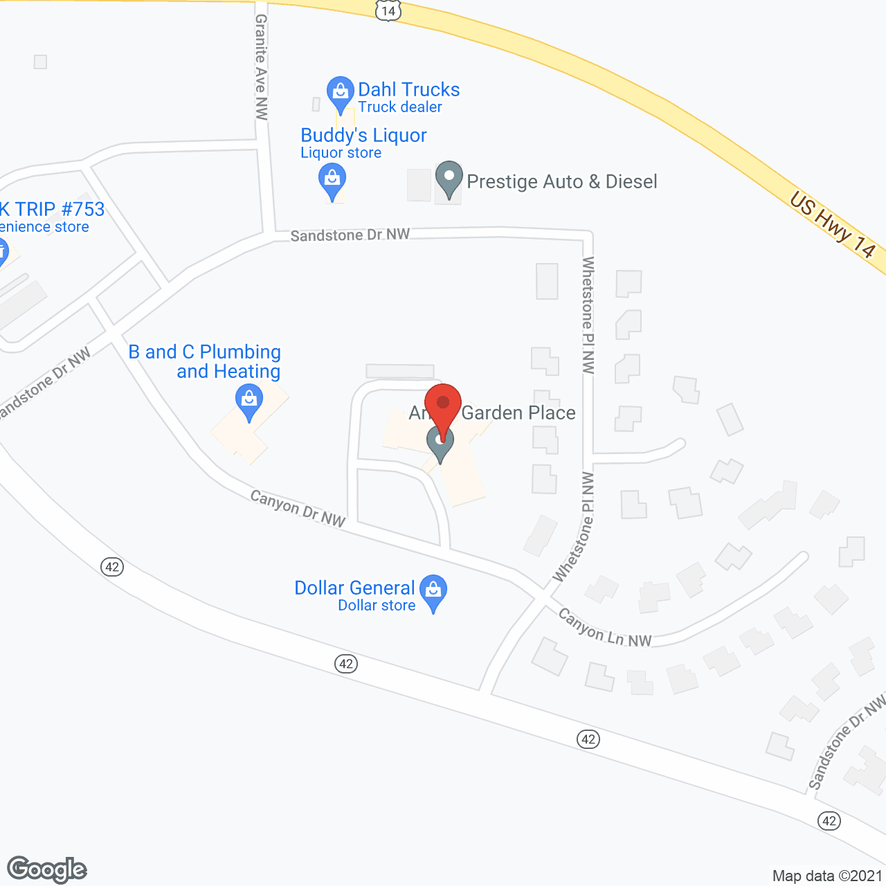 Map of the neighborhood around Arbor Garden Place