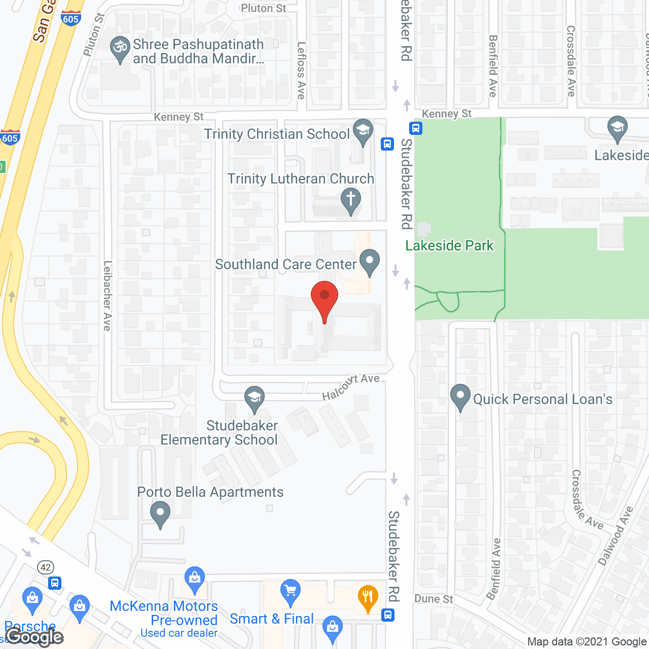 Map of the neighborhood around Southland Care Center and Assisted Living
