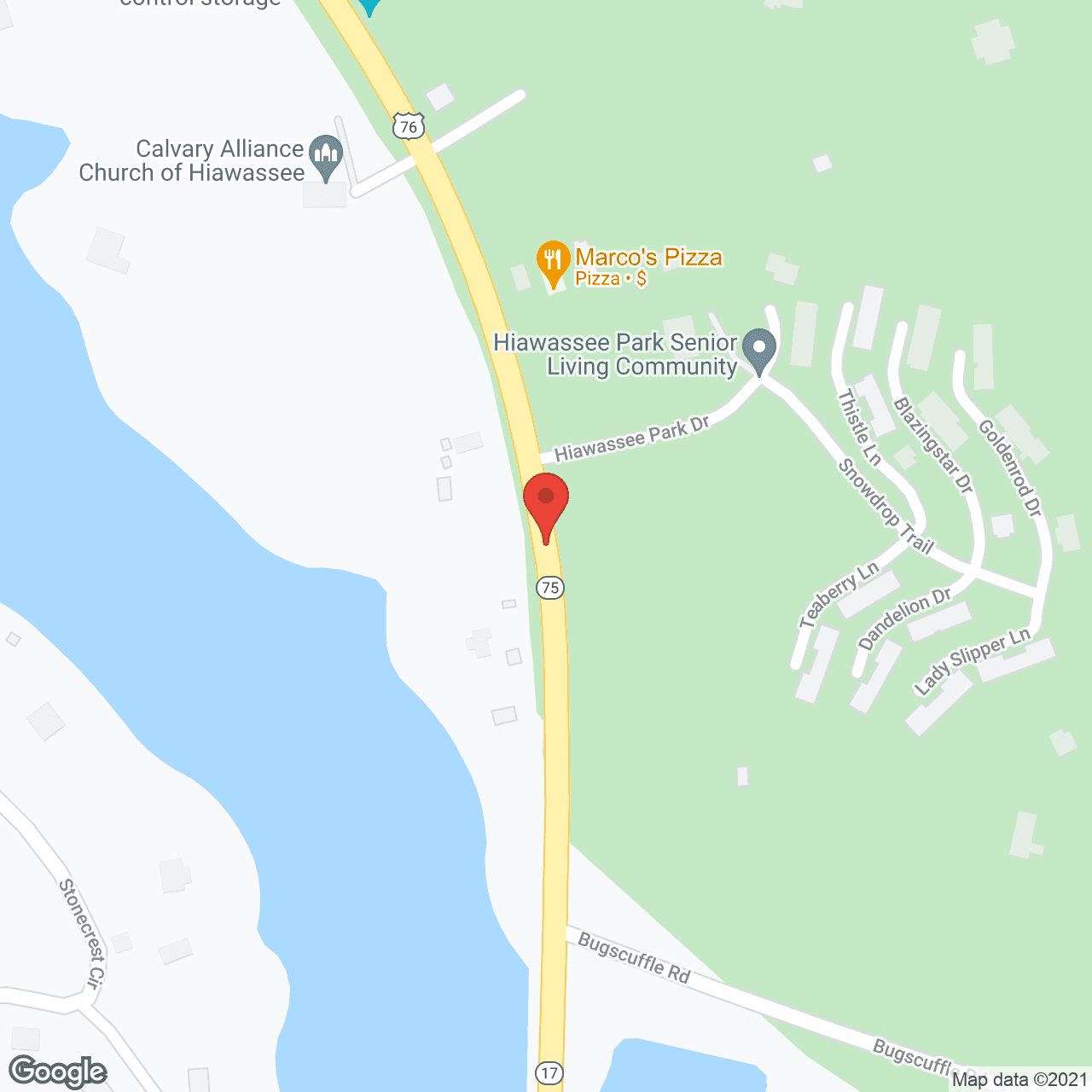 Map of the neighborhood around Hiawassee Park