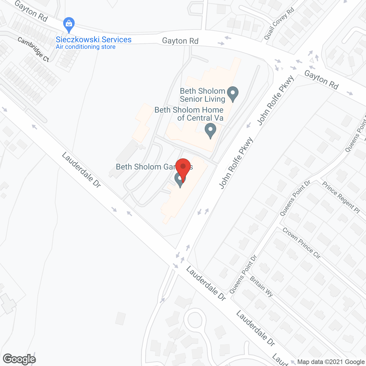 Map of the neighborhood around Beth Sholom Gardens