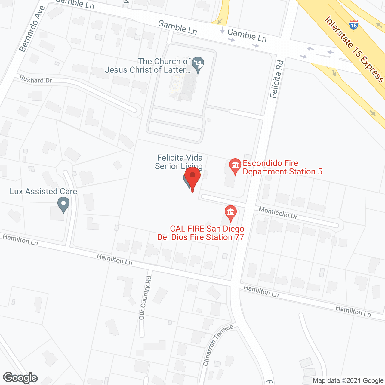 Map of the neighborhood around Felicita Vida Senior Living
