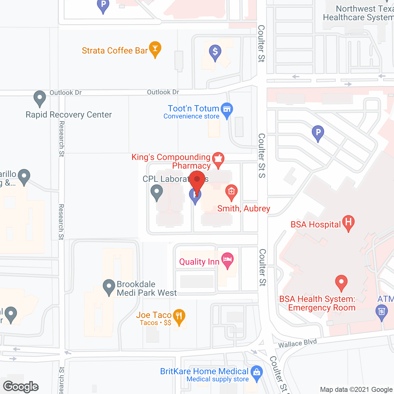 Map of the neighborhood around Bristol Park at Amarillo