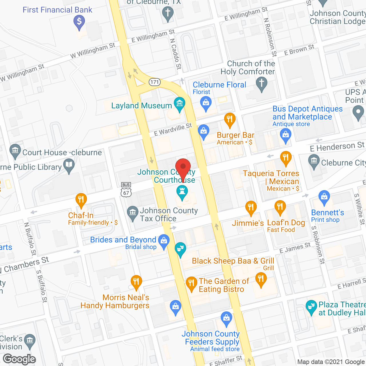 Map of the neighborhood around Bristol Park at Cleburne