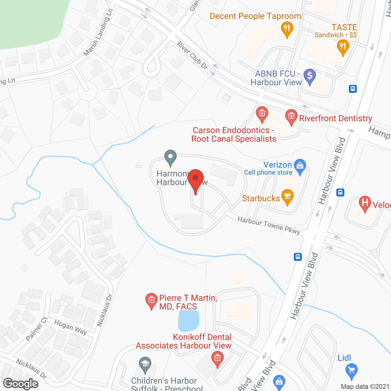 Map of the neighborhood around Harmony at Harbour View