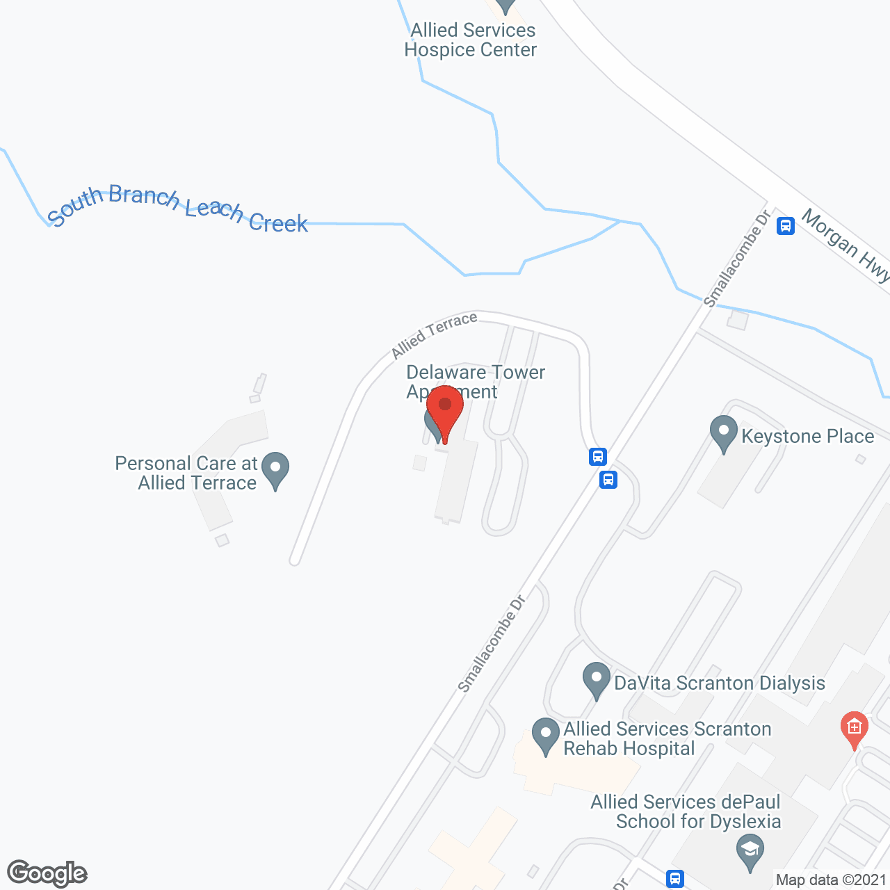 Map of the neighborhood around Delaware Tower Apartments