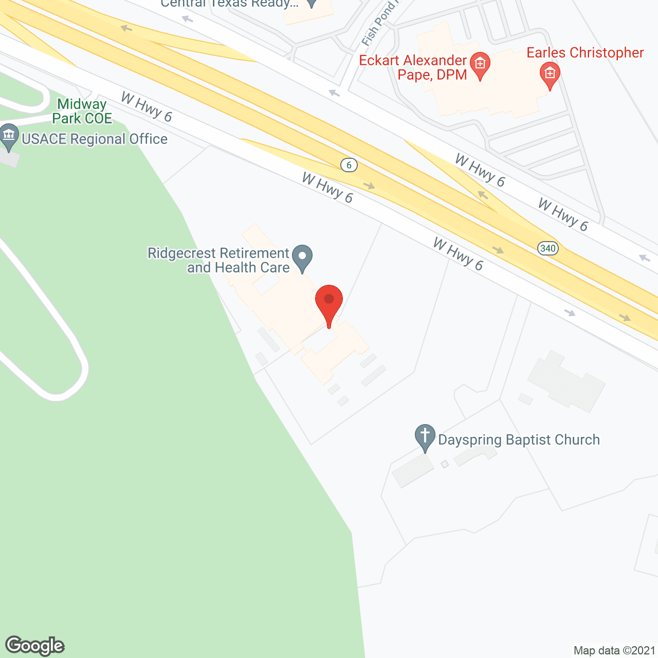 Map of the neighborhood around Ridgecrest Retirement and Healthcare Community