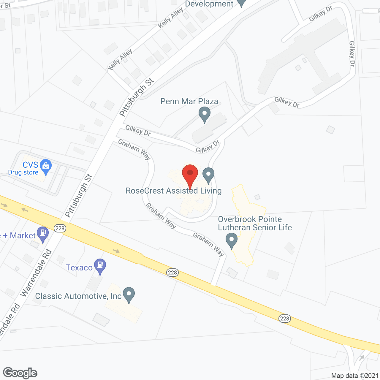 Map of the neighborhood around St John Community, a CCRC