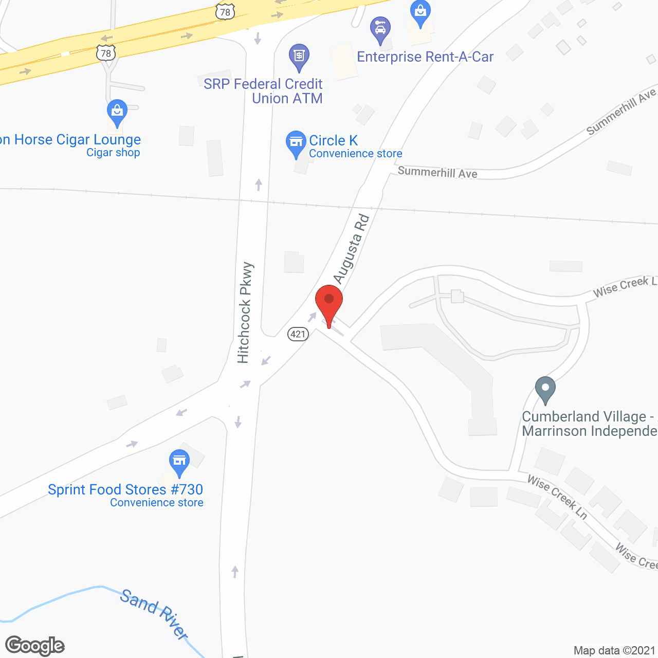 Map of the neighborhood around Hills of Cumberland Village