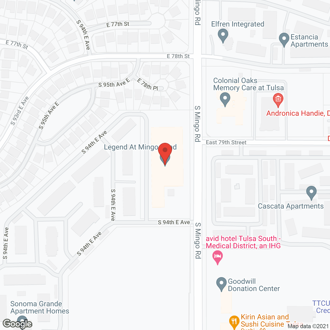 Map of the neighborhood around Legend at Mingo Road