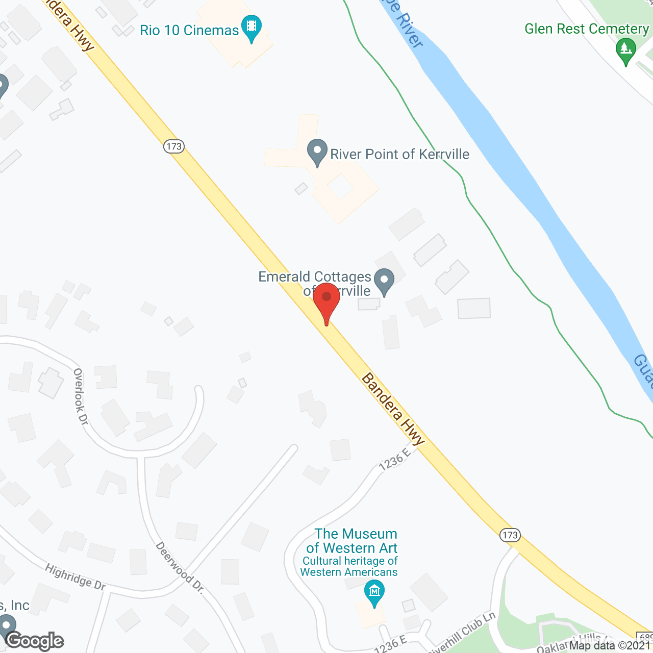 Map of the neighborhood around Emerald Cottages of Kerrville