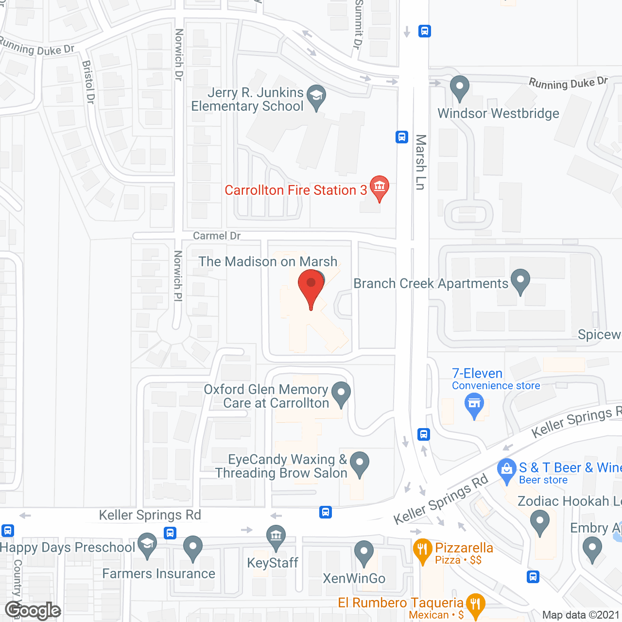 Map of the neighborhood around The Madison on Marsh