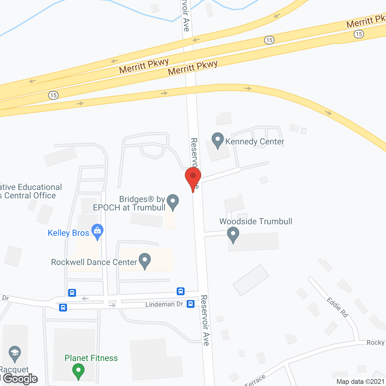 Map of the neighborhood around Bridges by EPOCH at Trumbull