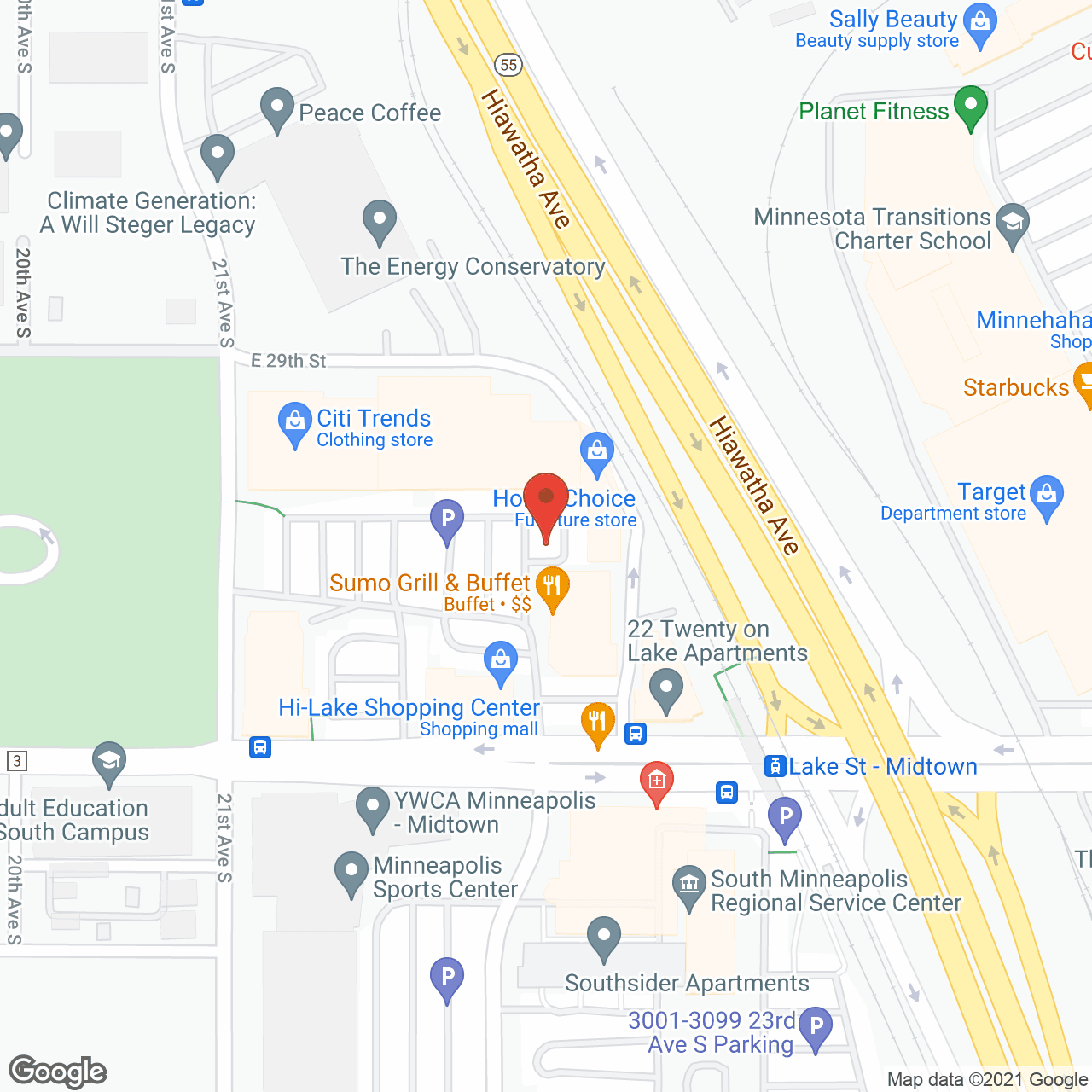 Map of the neighborhood around Lake Street Station
